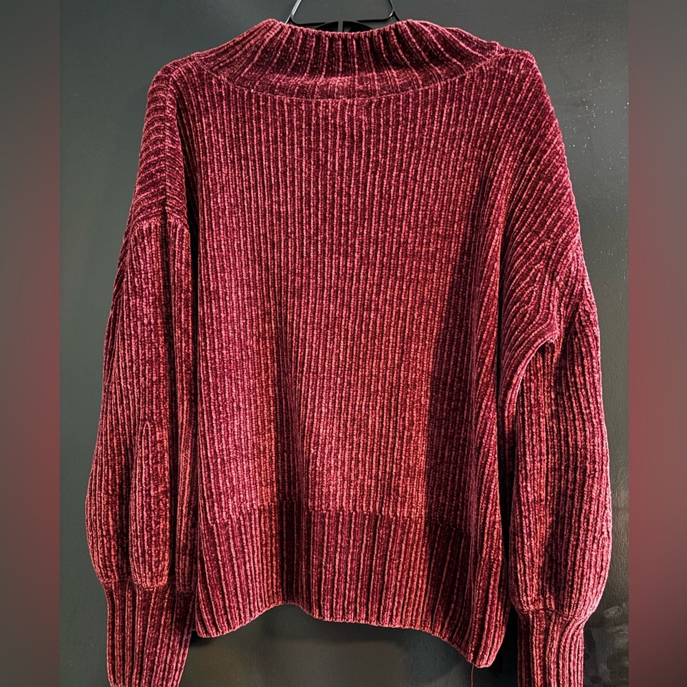 Cynthia Rowley Velvet Maroon Turtleneck Sweater